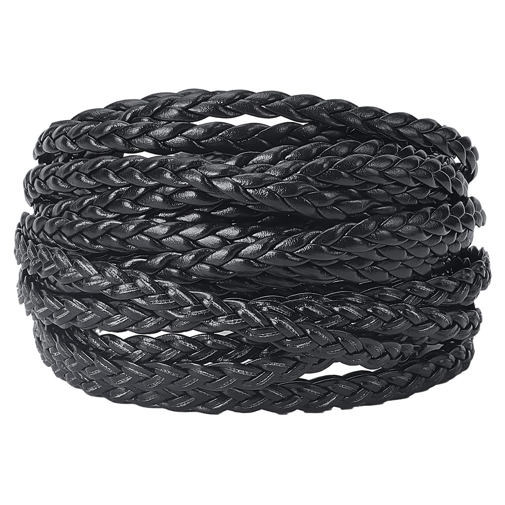 Corde En Cuir Véritable Noir - Section 5mm X 2mm - Longueur 1 Mètre - Fait Main En France - Neuf